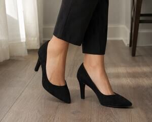 Franco Sarto L-Amore Black Suede Pointed Toe Pumps Women’s 8.5W New Defect